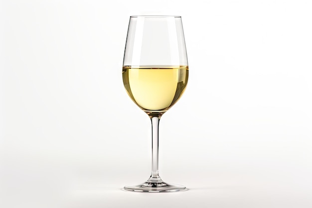 Photo vin blanc en verre sur fond blanc