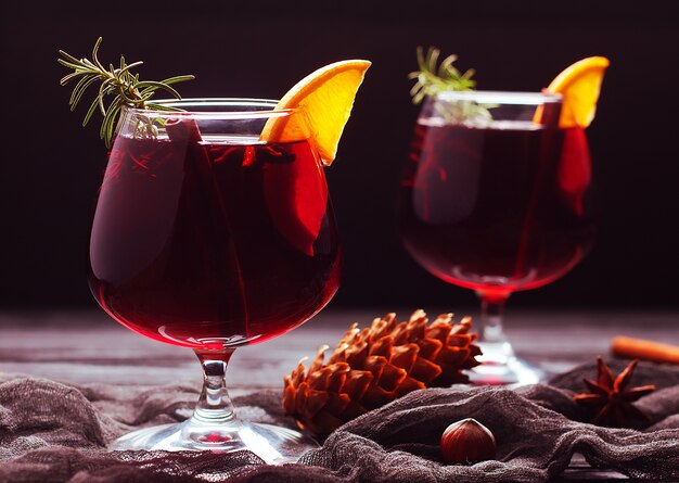 Vin chaud dans des verres