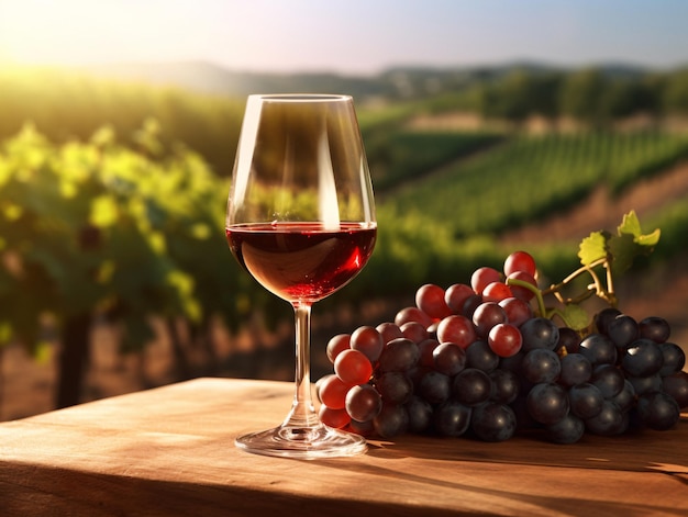 Vin exquis et raisins succulents sur une table Une image captivante générée par l'IA