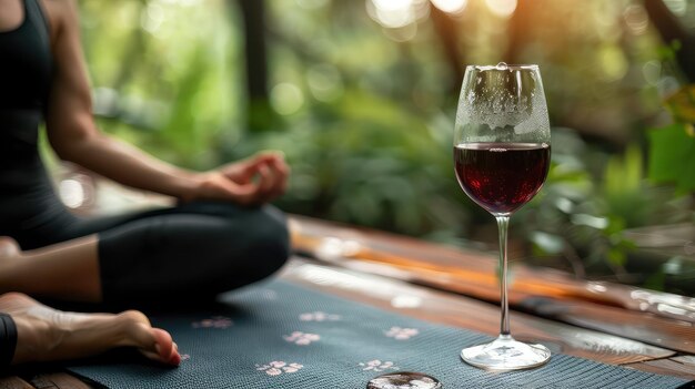 Photo le vin de méditation et le yoga