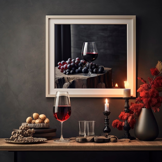 Photo vin avec de la nourriture sur la table