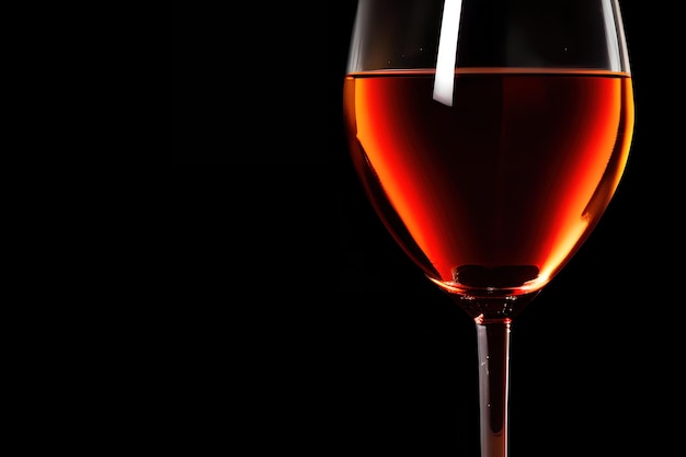 Vin rouge dans un verre sur fond noir