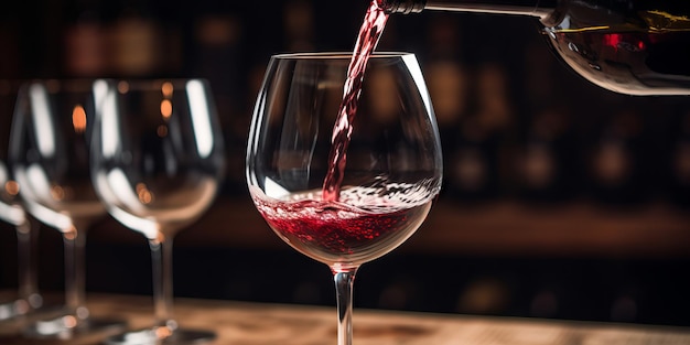 Un vin rouge élégant versé dans un verre