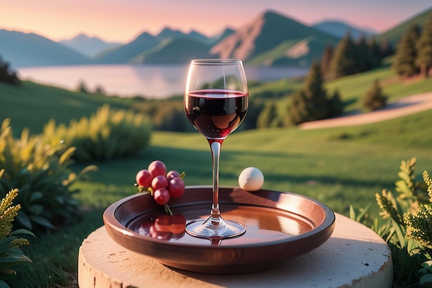 Le vin rouge, lafite, le verre de vin, la coupe, l'élégante boisson romantique, le papier peint, l'illustration de fond.