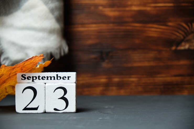 Photo vingt-troisième jour de septembre avec décorations d'automne