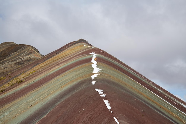 Vinikunka Rainbow sept couleurs Couleurs de montagne des minéraux de la terre un jour nuageux vilcanota et une marche de vigogne