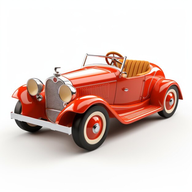 Vintage Enoch Bolles style 3D rendu d'une vieille voiture rouge sur fond blanc