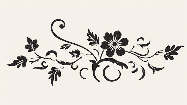 Vintage Fleur Traditionnel Scroll Peinture Inspiré Design Noir et Blanc