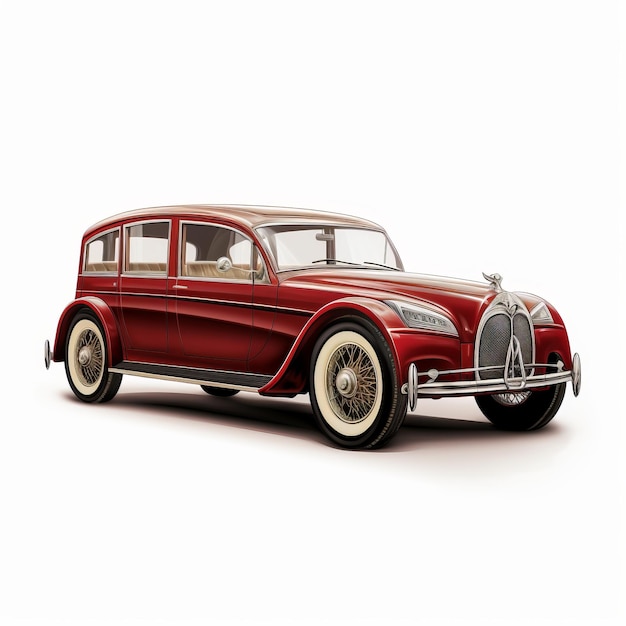 Vintage voiture de ville rouge sur fond blanc 3d Render