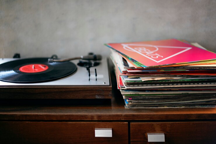 Photo vinyle musique mélodie loisirs repos rhythm concept