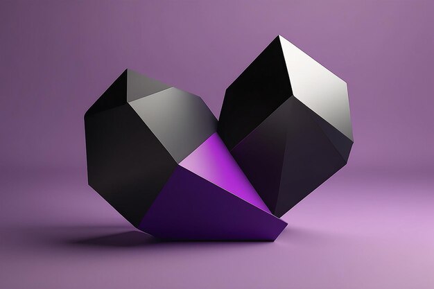 violet minimal abstrait forme géométrique noire rendu 3D