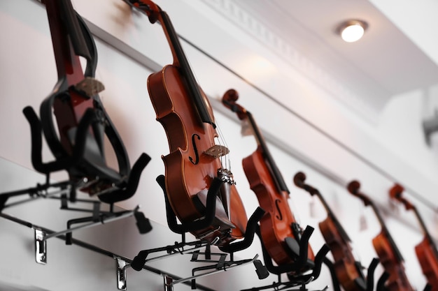 Photo violins dans un magasin de musique