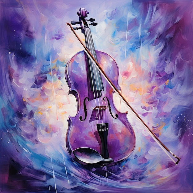 Violon abstrait dans les tons lavande et lilas