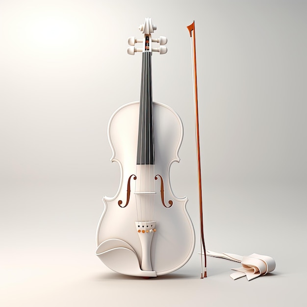 Violon et archet blanc vierge