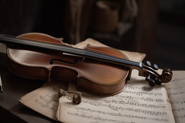 Violon sur le dessus de la partition