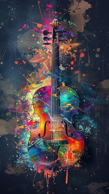 un violon avec un fond coloré d'une image colorée d'un violon