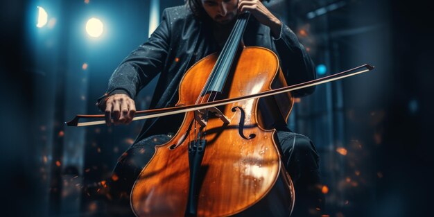 violoncelliste jouant du violoncelle IA générative