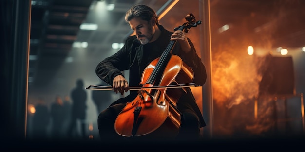 violoncelliste jouant du violoncelle IA générative