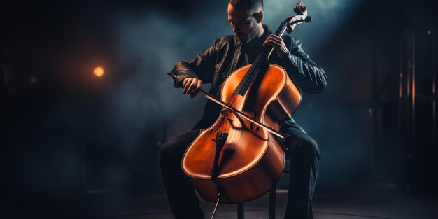 violoncelliste jouant du violoncelle IA générative