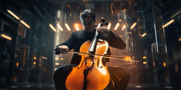 violoncelliste jouant du violoncelle IA générative