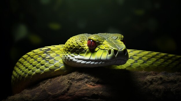 Viper de la fosse des mangroves Trimeresurus purpureomaculatus Serpent venimeux