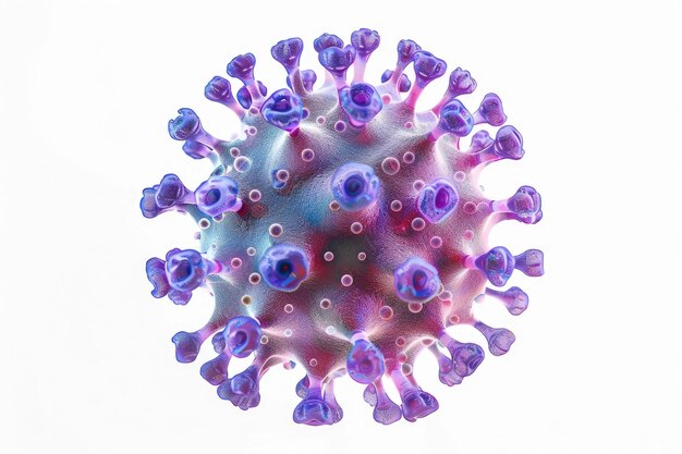 Photo virus 3d rend le coronavirus isolé sur un fond blanc