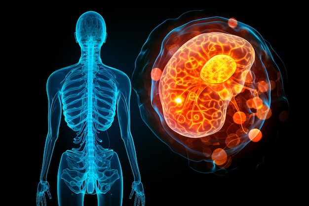 Virus abstrait sur fond noir isolé Image abstraite de l'amibe Naegleria fowler et radiographie de