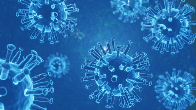 Virus bleu ou cellules bactériennes Microscope bouchent pour le fond.