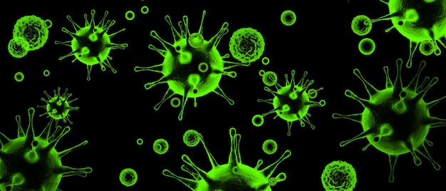 Virus corona dangereux, concept de risque pandémique du SRAS. illustration 3D