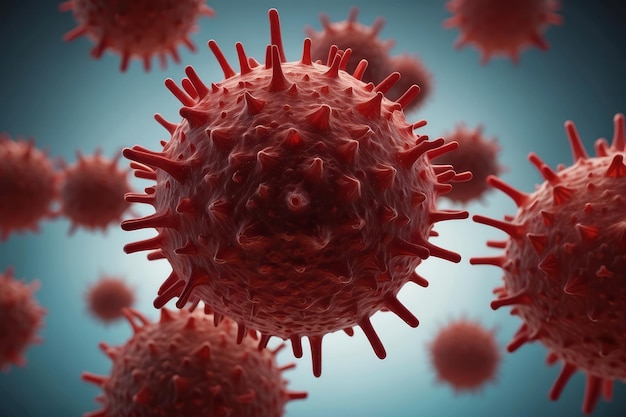 Le virus corona dans l'artère rouge Microbiologie et concept de virologie
