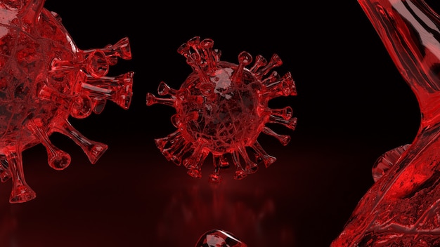 Le virus corona rouge pour le rendu 3d du concept médical