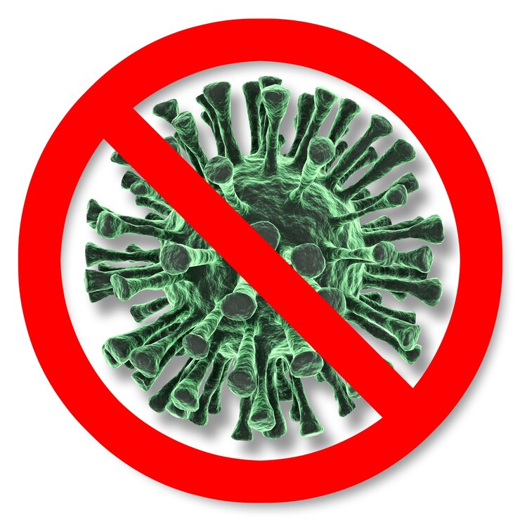 Photo virus coronavirus covid-19 avec panneau d'arrêt