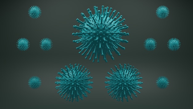 Virus Covid dans les vaisseaux sanguins.Concept COVID-19.Infection à coronavirus COVID-19 Infection 3D. Vue 3D d'un virus infectieux Cellule virale dans le corps humain.