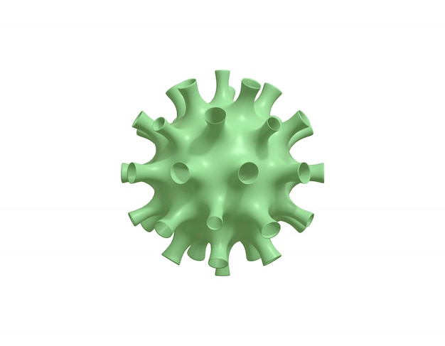 Virus de dessin animé minimaliste rendu 3D sous le microscope, bactérie d'infection à coronavirus 2019-nCoV