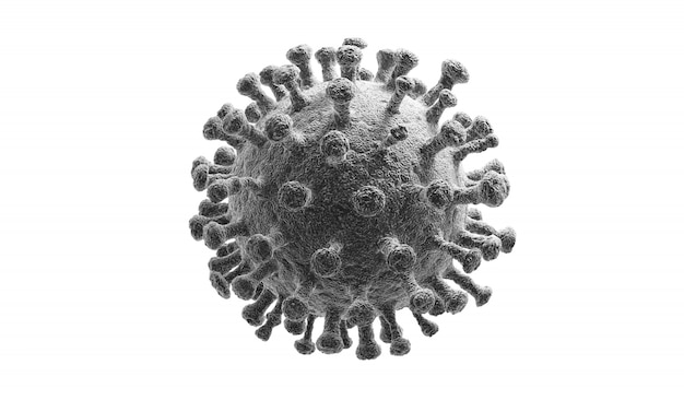 Virus isolé sur blanc. Gros plan, coronavirus, cellules, bactérie, molécule