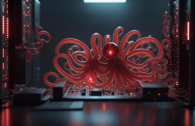 Le virus de Monters sur une carte de circuit imprimé 3D