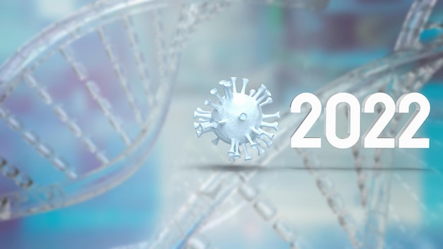 Le virus et le numéro 2022 pour les épidémies ou le rendu 3d du concept médical
