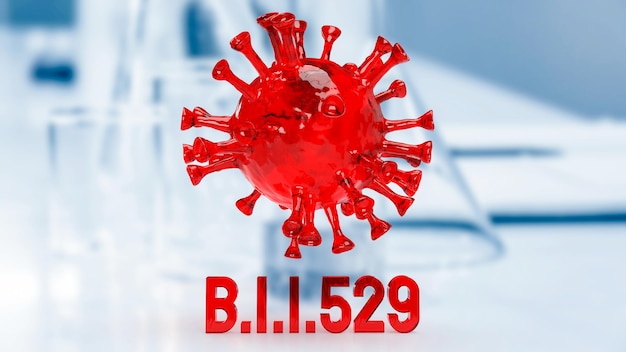 Le virus rouge b.1.1529 nouveau coronavirus pour le rendu 3d du concept médical ou scientifique