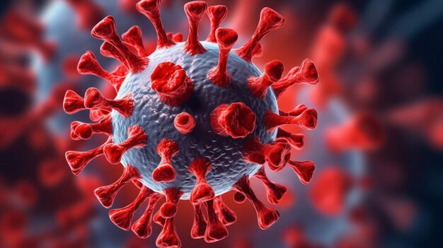 Un virus rouge avec le mot virus dessus