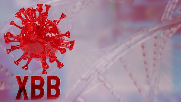 Le virus rouge et le texte xbb sur fond sci rendu 3dxA