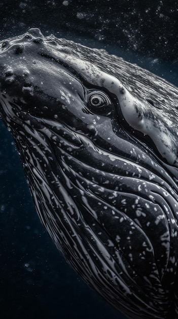 Le visage d'une baleine dans l'eau