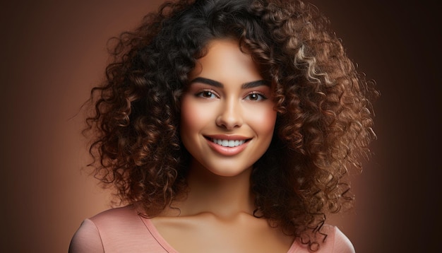 Photo visage d'une belle femme métisse souriante avec vue sur le front des dents blanches