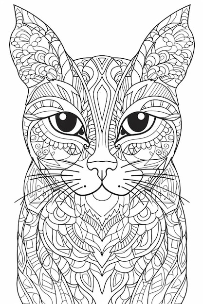 Le visage d'un chat est représenté avec un motif de fleurs.