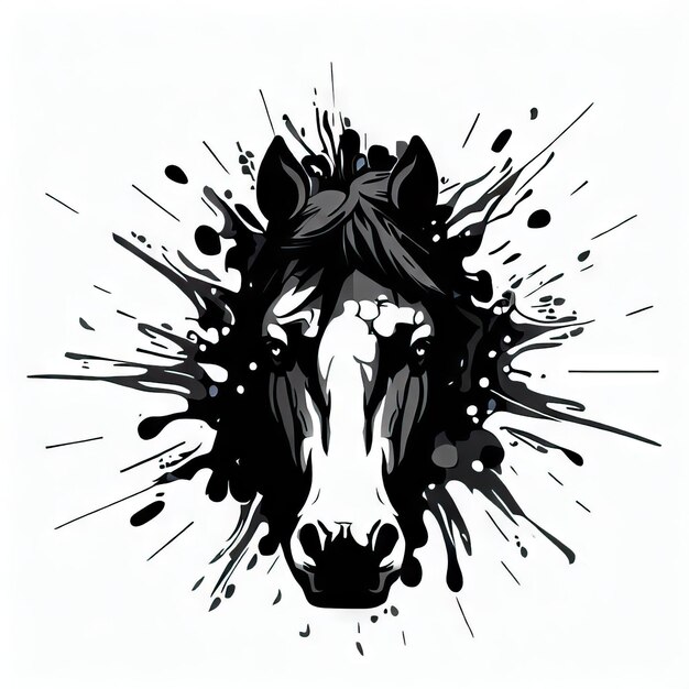 Visage de cheval au galop gracieux dans Vector Splash Generative AI