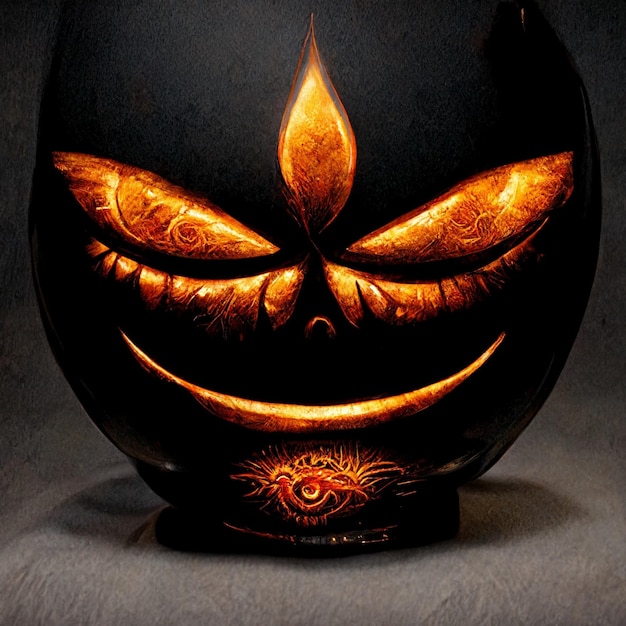 Visage de citrouille sur fond noir Halloween