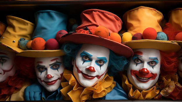 Photo visage de clown maquillage créatif et précis pour un visage de clown