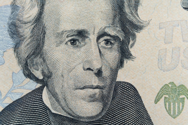 Le visage du président Andrew Jackson apparaît sur le billet de 20 dollars.