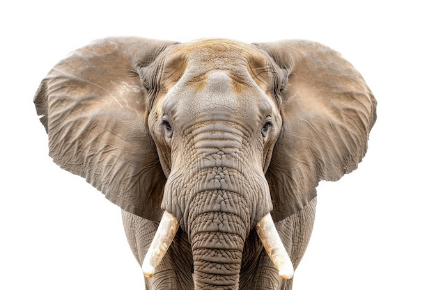 Photo le visage d'un éléphant sur un fond clair