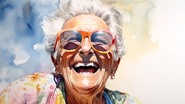 Le visage émotionnel d'une femme âgée heureuse, l'amusement et la joie à la retraite, le portrait d'une belle femme âgée.