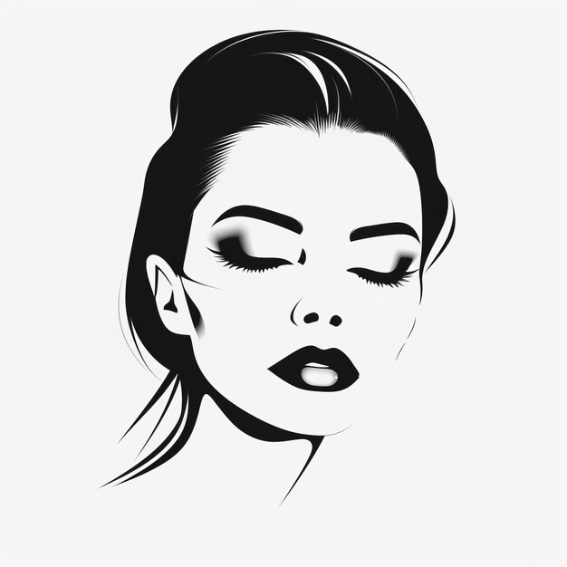 Visage féminin vectoriel d'inspiration moderniste avec maquillage sur fond blanc